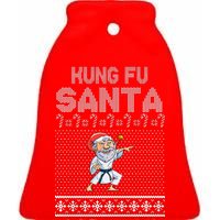 Kung Fu Santa Ugly Christmas Ceramic Bell Ornament