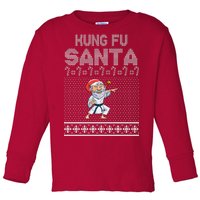 Kung Fu Santa Ugly Christmas Toddler Long Sleeve Shirt