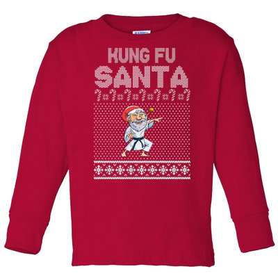 Kung Fu Santa Ugly Christmas Toddler Long Sleeve Shirt