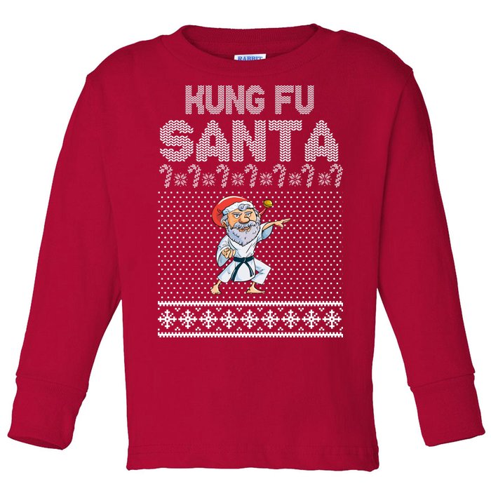 Kung Fu Santa Ugly Christmas Toddler Long Sleeve Shirt