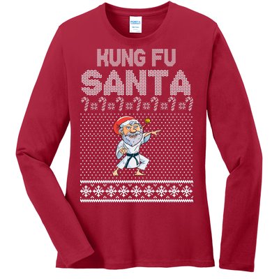 Kung Fu Santa Ugly Christmas Ladies Long Sleeve Shirt