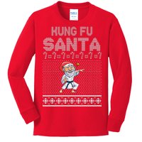 Kung Fu Santa Ugly Christmas Kids Long Sleeve Shirt