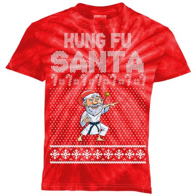 Kung Fu Santa Ugly Christmas Kids Tie-Dye T-Shirt