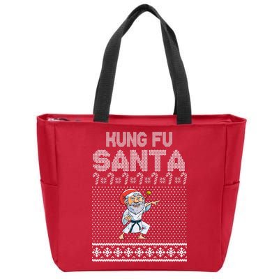 Kung Fu Santa Ugly Christmas Zip Tote Bag