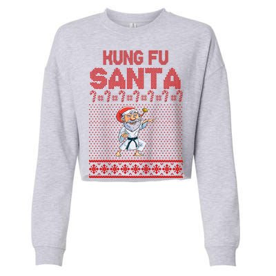 Kung Fu Santa Ugly Christmas Cropped Pullover Crew