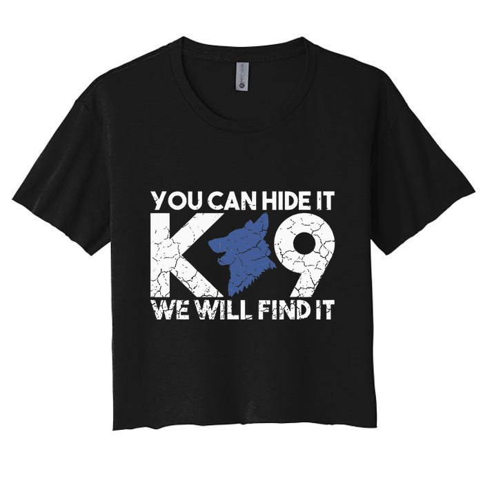 K9 Unit Police Dog Thin Blue Line K9 Police Officer Tribute Women's Crop Top Tee