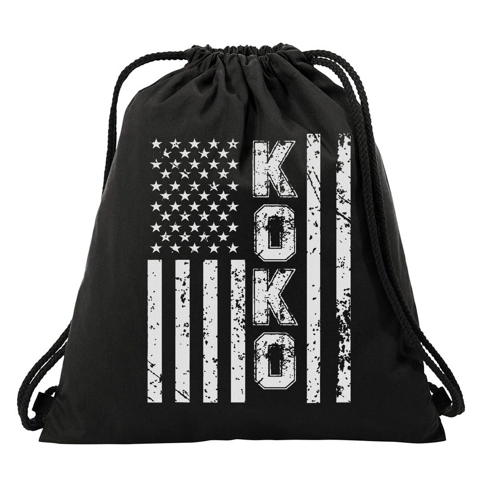 Koko United States Patriotic American Flag Drawstring Bag