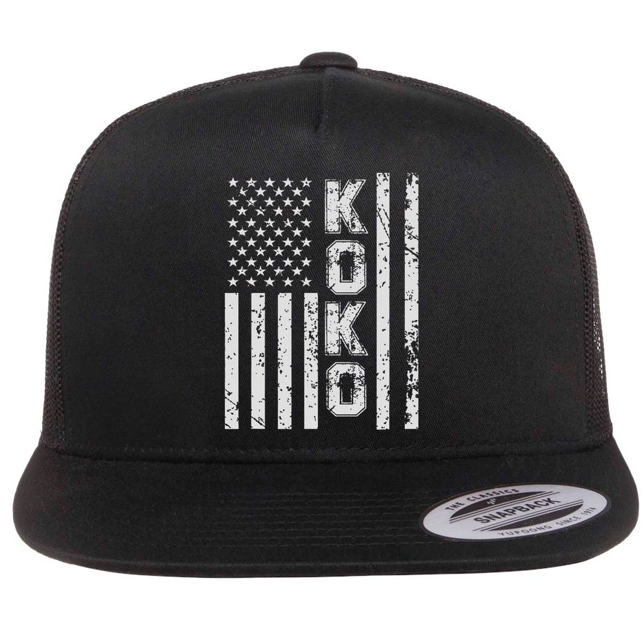 Koko United States Patriotic American Flag Flat Bill Trucker Hat