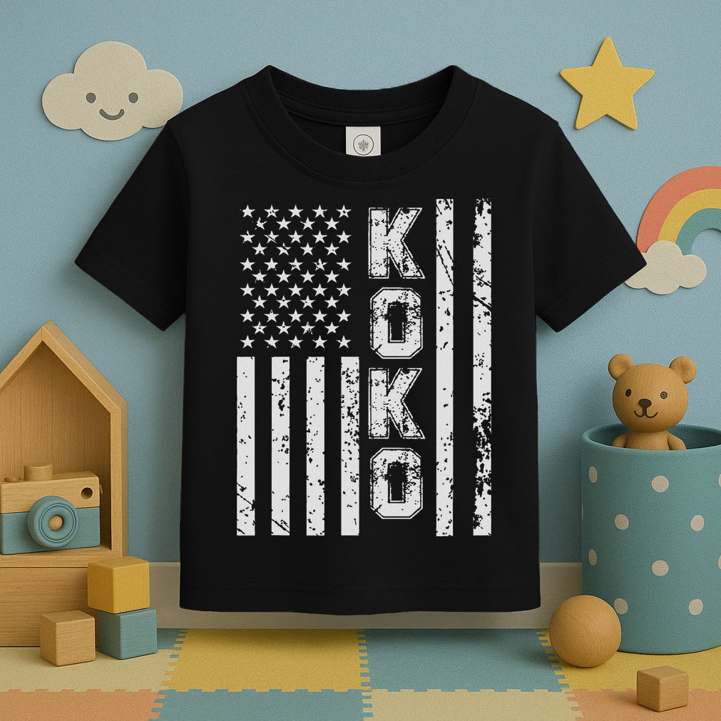 Koko United States Patriotic American Flag Toddler T-Shirt