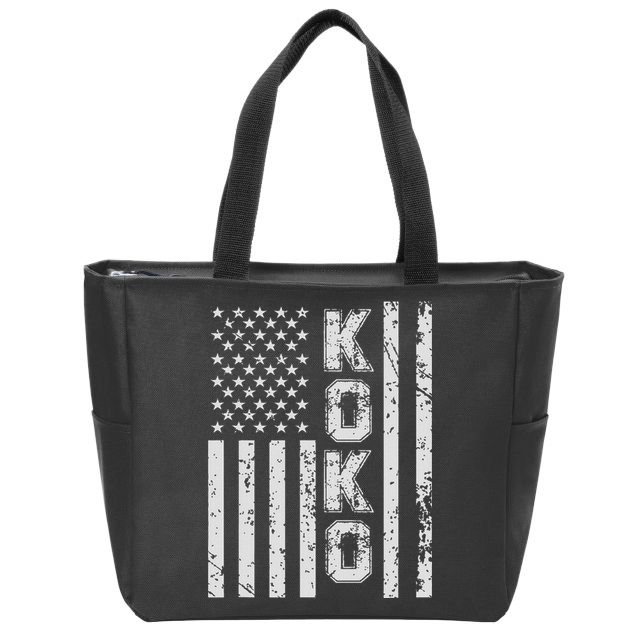 Koko United States Patriotic American Flag Zip Tote Bag
