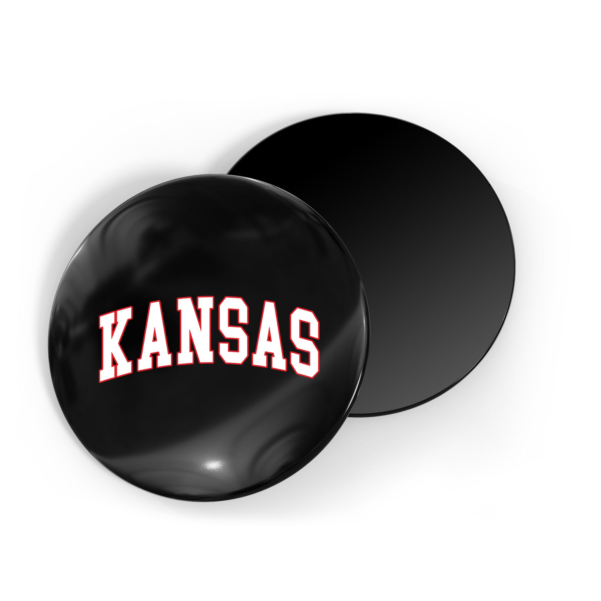 Kansas United States Varsity Style White Red Font Magnet