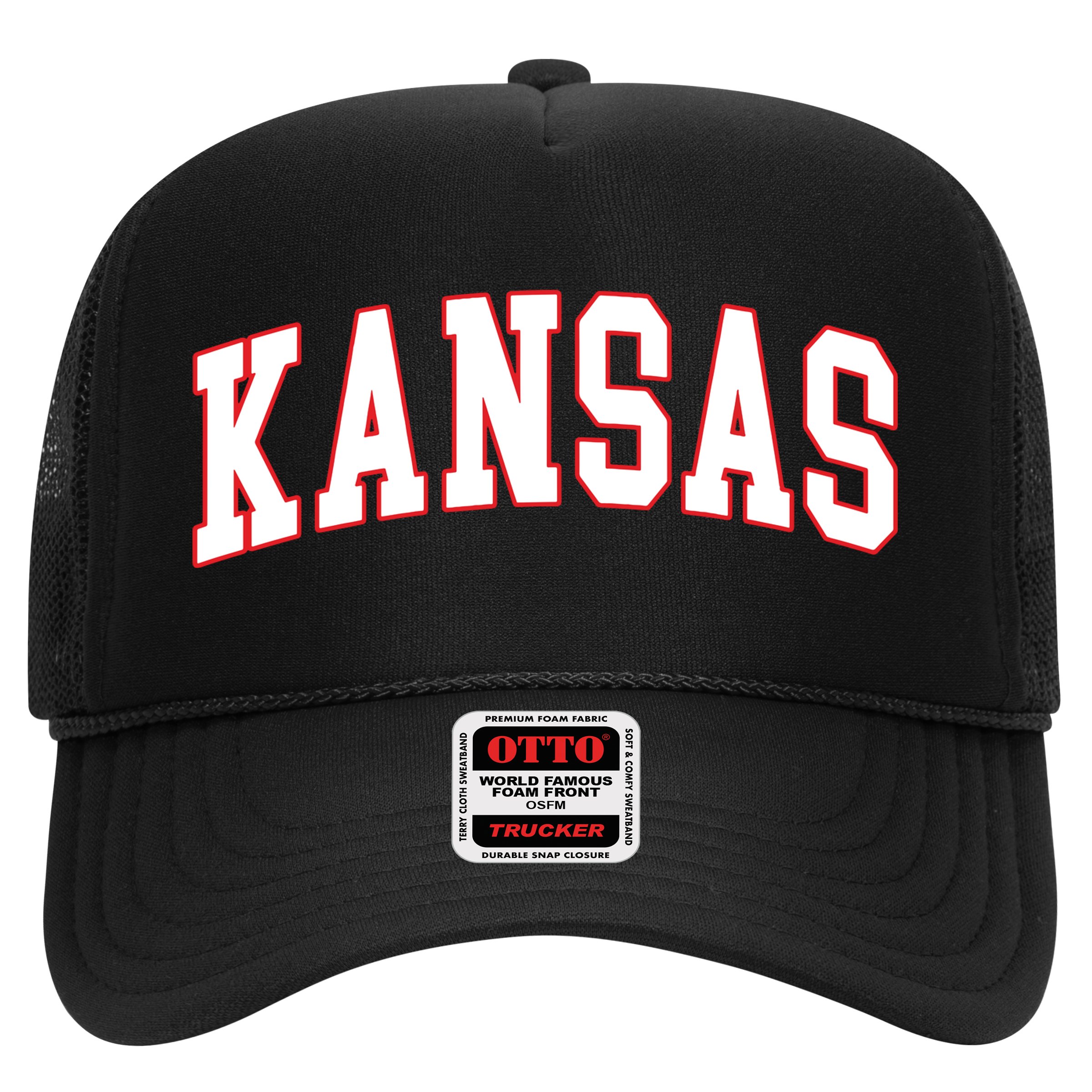 Kansas United States Varsity Style White Red Font Hat