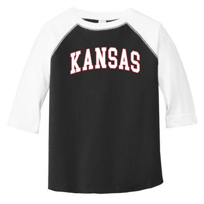 Kansas United States Varsity Style White Red Font Toddler Fine Jersey T-Shirt