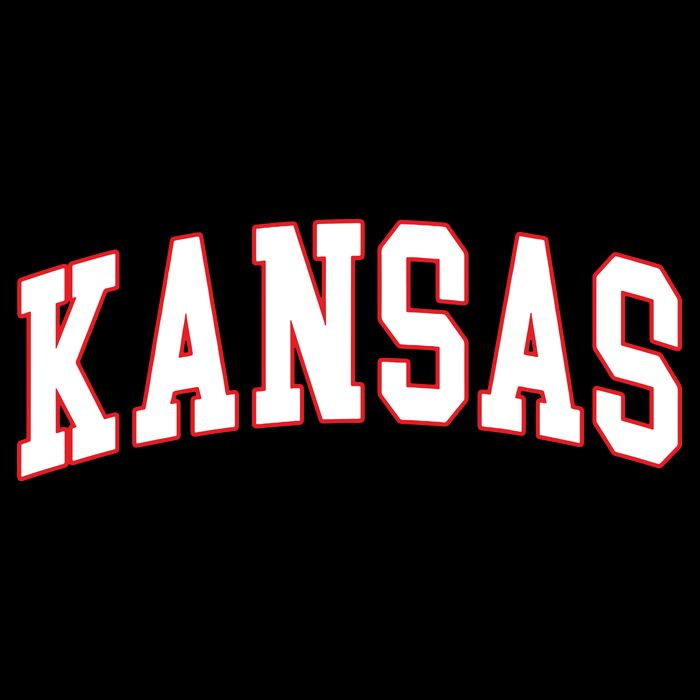 Kansas United States Varsity Style White Red Font Womens T-Shirt