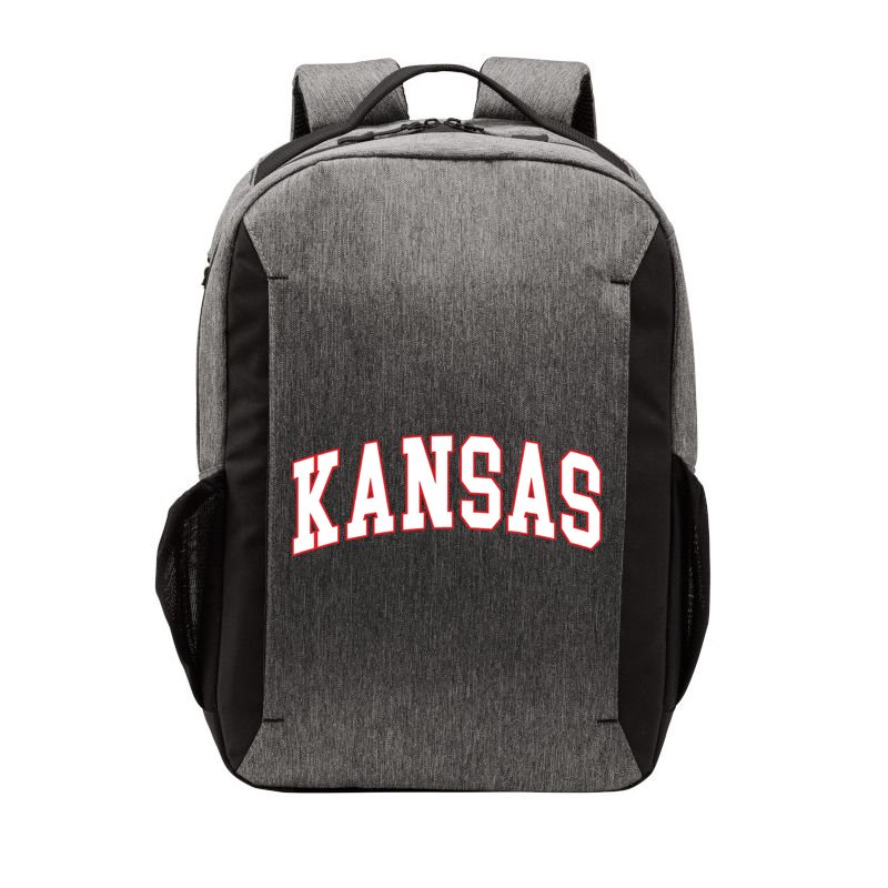 Kansas United States Varsity Style White Red Font Vector Backpack