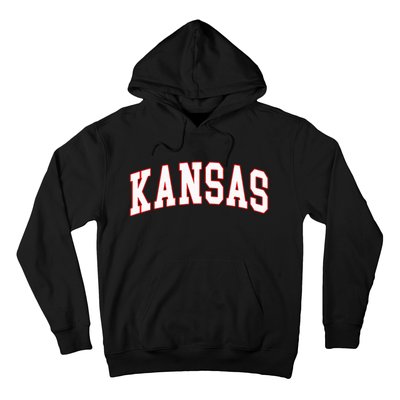 Kansas United States Varsity Style White Red Font Hoodie