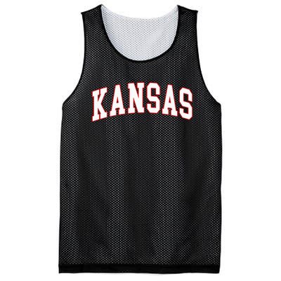 Kansas United States Varsity Style White Red Font Mesh Reversible Basketball Jersey Tank