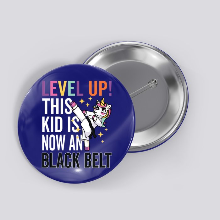 Karate Uniform Unicorn Level Up Black Belt Award Ceremony Funny Gift Button