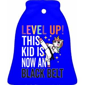 Karate Uniform Unicorn Level Up Black Belt Award Ceremony Funny Gift Ceramic Bell Ornament