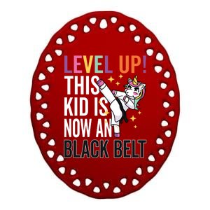 Karate Uniform Unicorn Level Up Black Belt Award Ceremony Funny Gift Ceramic Oval Ornament