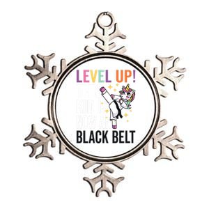 Karate Uniform Unicorn Level Up Black Belt Award Ceremony Funny Gift Metallic Star Ornament