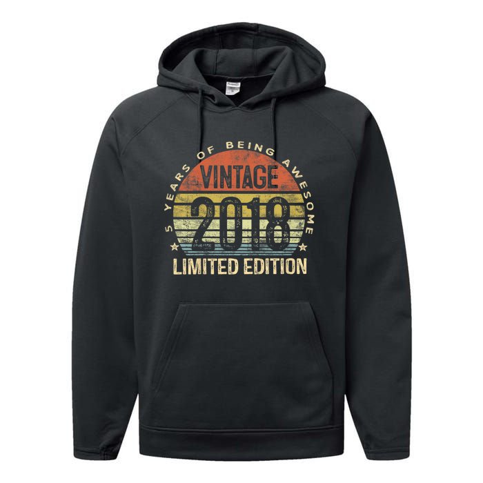 K.i.d.s Vintage 2018 Limited Edition 5 Year Old Gifts 5th Birthday Performance Fleece Hoodie