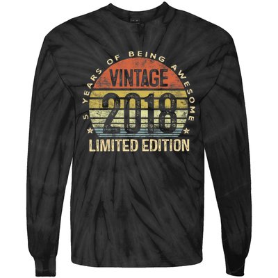 K.i.d.s Vintage 2018 Limited Edition 5 Year Old Gifts 5th Birthday Tie-Dye Long Sleeve Shirt