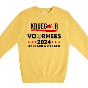 Krueger Voorhees 2024 Let Us Take A Stab At It Premium Crewneck Sweatshirt