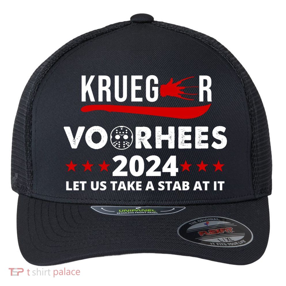 Krueger Voorhees 2024 Let Us Take A Stab At It Flexfit Unipanel Trucker Cap