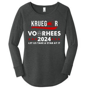 Krueger Voorhees 2024 Let Us Take A Stab At It Women's Perfect Tri Tunic Long Sleeve Shirt