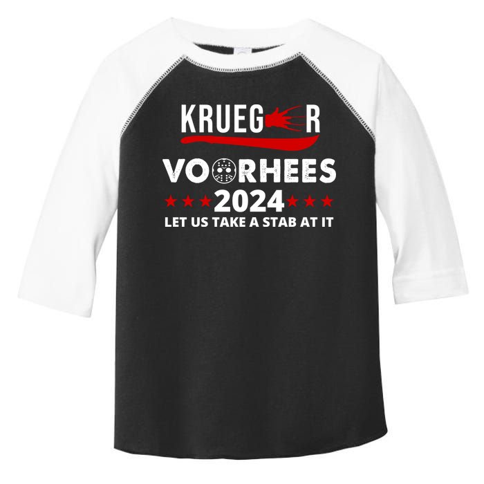 Krueger Voorhees 2024 Let Us Take A Stab At It Toddler Fine Jersey T-Shirt