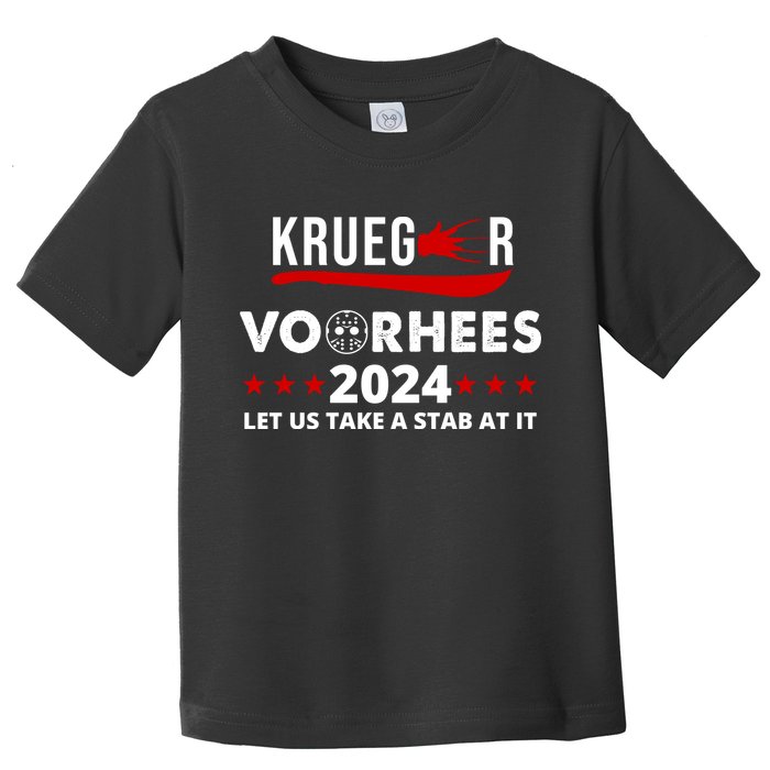 Krueger Voorhees 2024 Let Us Take A Stab At It Toddler T-Shirt