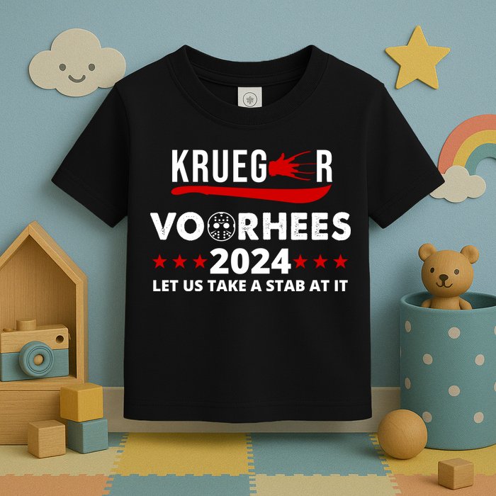 Krueger Voorhees 2024 Let Us Take A Stab At It Toddler T-Shirt