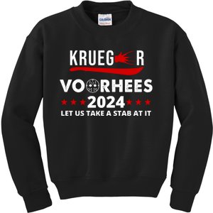 Krueger Voorhees 2024 Let Us Take A Stab At It Kids Sweatshirt