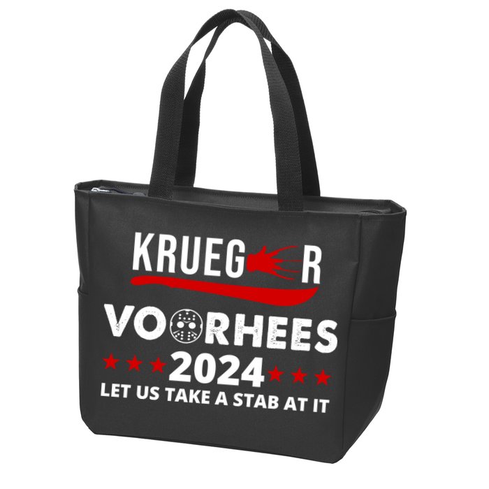 Krueger Voorhees 2024 Let Us Take A Stab At It Zip Tote Bag