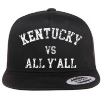 Kentucky Vs All YAll Throwback Design Weathered Flat Bill Trucker Hat