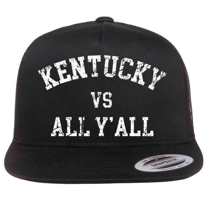 Kentucky Vs All YAll Throwback Design Weathered Flat Bill Trucker Hat