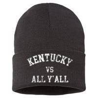 Kentucky Vs All YAll Throwback Design Weathered Sustainable Knit Beanie