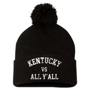 Kentucky Vs All YAll Throwback Design Weathered Pom Pom 12in Knit Beanie