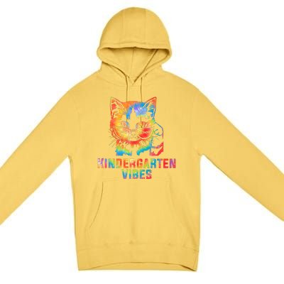 Kindergarten Vibes Back To School Cat Kitty Girl Tie Dye Gift Premium Pullover Hoodie