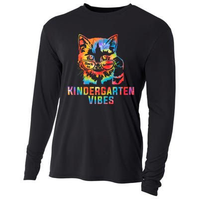 Kindergarten Vibes Back To School Cat Kitty Girl Tie Dye Gift Cooling Performance Long Sleeve Crew