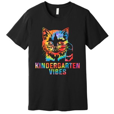 Kindergarten Vibes Back To School Cat Kitty Girl Tie Dye Gift Premium T-Shirt