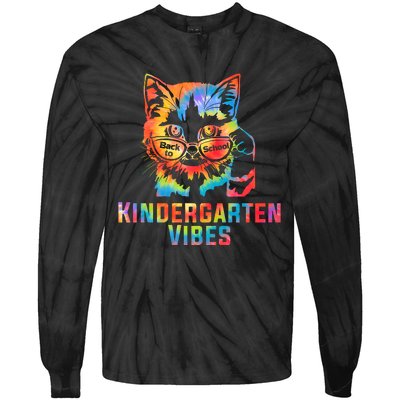 Kindergarten Vibes Back To School Cat Kitty Girl Tie Dye Gift Tie-Dye Long Sleeve Shirt