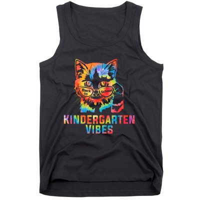 Kindergarten Vibes Back To School Cat Kitty Girl Tie Dye Gift Tank Top