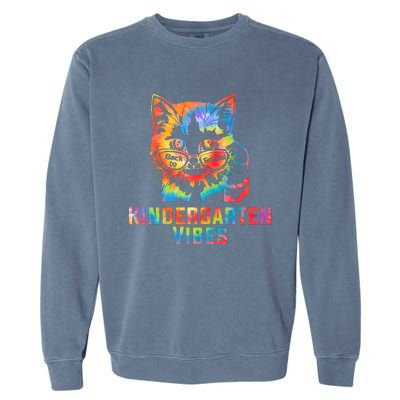 Kindergarten Vibes Back To School Cat Kitty Girl Tie Dye Gift Garment-Dyed Sweatshirt