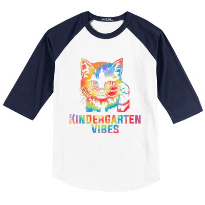 Kindergarten Vibes Back To School Cat Kitty Girl Tie Dye Gift Baseball Sleeve Shirt