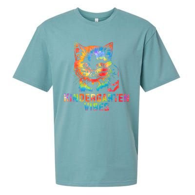 Kindergarten Vibes Back To School Cat Kitty Girl Tie Dye Gift Sueded Cloud Jersey T-Shirt