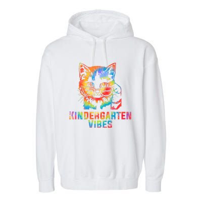 Kindergarten Vibes Back To School Cat Kitty Girl Tie Dye Gift Garment-Dyed Fleece Hoodie