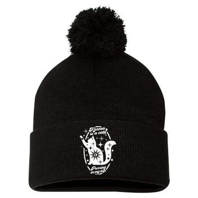 Karma Vibes Cat Lover's Companion Pom Pom 12in Knit Beanie