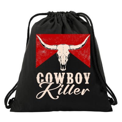 Killers Vintage Cowboy Western Rodeo Bull Skull Drawstring Bag